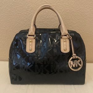 Michael Kors black patent shiny monogram bag